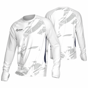 <b>Custom</b> Men's Full Sleeve Rash Guard White Black Geometric Print Breathable Quick Dry 120g Spandex Polyester MMA Fitness Gym - Product Image 1