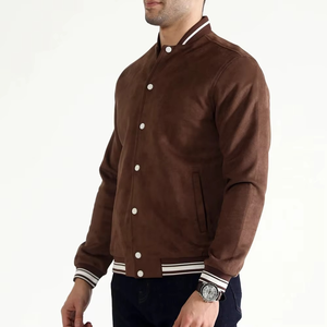 <b>Top</b> Quality Winter Warm Varsity Jacket For Men Heavyweight Wool Letterman with <b>Leather</b> Sleeves Customized Logo Embroidery - Product Image 4