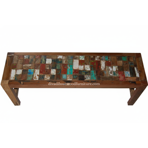 Banco Rita de Madera de Barco Reciclada, Patas Rectas, Pequeño, Diseño Minimalista y Sostenible en Color Natural - Product Image 5