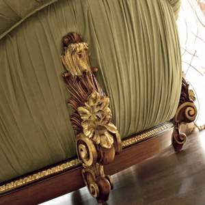 Juego de Sofá Cama de Lujo Plaza, Diseño Francés Clásico en Madera de Caoba Tallada Verde, Ecológico y Duradero para Sala de Estar - Product Image 4