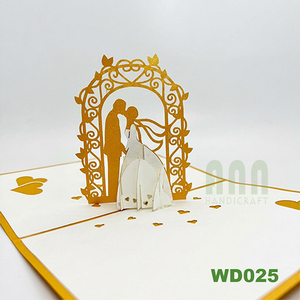 Tarjeta de invitación de boda 3D de lujo, hecha a mano, con silueta de novios en kirigami, regalo de aniversario o San Valentín de Vietnam. - Product Image 4