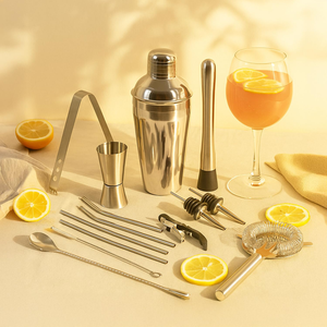 ชุดเครื่องมือบาร์เทนเดอร์มืออาชีพ 14 ชิ้น ทำจากสแตนเลส พร้อมเชคเกอร์ค็อกเทล จิ๊กเกอร์ ช้อน ที่คีบ ไม้บด ที่เปิดขวด - Product Image 1