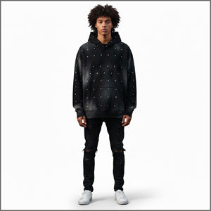 Sweat à capuche de haute qualité en coton tricoté 100% écologique, coupe oversize, lourd, style streetwear, patchwork de créateur, luxe, poche classique - Product Image 5
