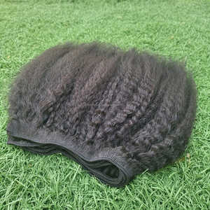 New Arrival 100% Human Virgin Remy Hair Bundles Indonesian Natural Kinky Straight Yaki Texture Double Weft Top Grade Premium - Product Image 5