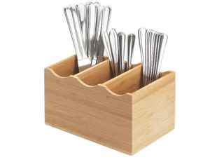 Rustic Wooden Cutlery Holder with Napkin Dispenser Farmhouse Utensil Organizer Box with Handle Kitchen Table Storage Caddy - Product Image 2