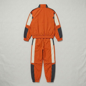 2027 New Design Men's Orange Windbreaker Tracksuit Color Block Zipper Jacket Sweatpants Set Sportswear - Product Image 2