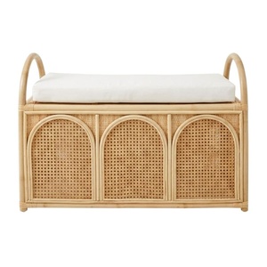 Banco de Almacenamiento Infantil de Ratán, Baúl de Juguetes Tejido Arqueado para Habitación Infantil, Precio de Fábrica, Alta Calidad, Venta al por Mayor - Product Image 1