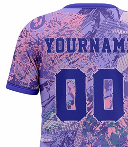 Camiseta Deportiva Corex para Hombre, Sublimada, Manga Corta, Cuello Redondo, Secado Rápido, Corte Regular, Diseño Estampado en Morado y Rosa - Product Image 5