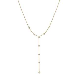 Custom 1Ctw Round Cut Lab Grown Diamond Lariat Y <b>Necklaces</b> Bezel Set Minimalist Diamond By The Yard 14K 18K Solid Gold Wholesale - Product Image 5