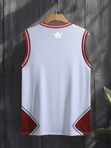 Camiseta de Baloncesto sin Mangas Blanca para Hombre, Bordado 3D en Relieve, Transpirable, Absorbe la Humedad, Poliéster, Otros Uniformes de Equipo para Adultos - Product Image 1