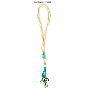 Collar con Colgante de Cruz de Cuerda de Cáñamo, Joyería Religiosa Cristiana para Oración, Unisex, con Detalles en Verde Azulado, al Mejor Precio al por Mayor - Product Image 2