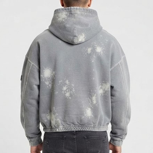Sweat-shirt à capuche oversize en coton lavé pour homme, couleur unie, décontracté, pour l'automne, en molleton bouclette, coupe classique, avec poches - Product Image 4