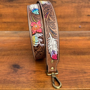 2025 New Style Hand <b>Tooled</b> <b>Leather</b> Strap Shoulder Sling Bag Strap Cowhide <b>Leather</b> Guitar & Camera Straps Bag Parts & Accessories - Product Image 3