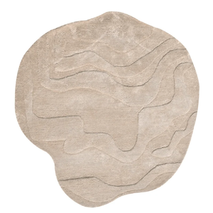 <b>Round</b> Beige Viscose Handmade Rug Luxury Soft Area <b>Carpet</b> with Elegant Textured Design for Living Room Bedroom Lounge Modern Home - Product Image 1