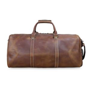 Genuine Leather Duffel Bag Solid Brown Luxury Travel Design Durability Feature - Product Image 1