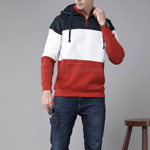 Sweat-shirt blanc unisexe surdimensionné à col montant semi-zippé en molleton mélangé de coton, pull uni à quart de zip - Product Image 4