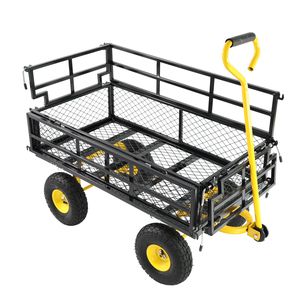 Yellow & Black Wagon Cart Garden Cart Trucks for Hand Carts & Trolleys for Easy Firewood <b>Transport</b> - Product Image 2