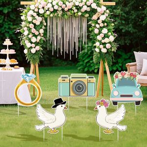 5pcs Large Wedding Reception Plastic Welcome Sign Bridal Shower Party Backdrop <b>Photo</b> <b>Booth</b> <b>Props</b> Pigeon Ring Signs Wedding - Product Image 4