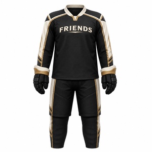 Ensemble d'uniformes de hockey sur glace pour hommes adultes, impression par sublimation personnalisée, jersey respirant en polyester, pantalon, gants, patins - Product Image 1