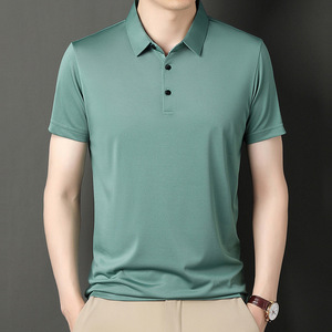 Camiseta Polo de Manga Corta con Logotipo Personalizado OEM para Hombre, con Solapa, Nueva Camiseta Polo Informal de Verano de Alta Gama, Holgada, de Seda de Hielo - Product Image 3