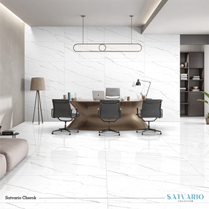 Azulejos de cerámica efecto mármol blanco de 60x120cm para suelo de casa, sala de estar, acabado brillante, patrón cuadrado, buen precio. - Product Image 4