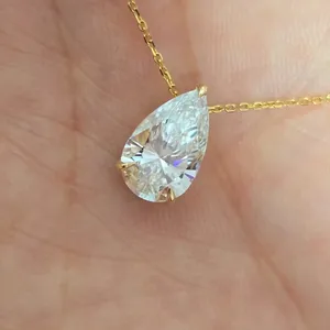 Pendentif solitaire en diamant de laboratoire taille poire certifié IGI 2,0 carats en or jaune 14 carats - Product Image 3