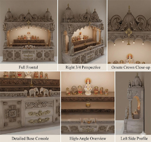 Mandir de Madera con Diseño Tradicional de Elefante para el Hogar, Templos de Madera de Teca con Pilares de Elefante Tallados a Mano Personalizados, Pooja Ghar Australia - Product Image 6