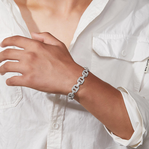 Iced Out Link <b>Bracelet</b> Silver Hip Hop Jewelry Luxury Cubic Zirconia Bling Chain Statement Fashion Wrist Accessory - Product Image 2