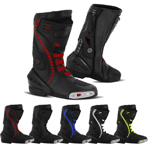 Botas de Motociclismo para Hombre, Botas de Carreras de Cuero Impermeables, con Suela Antideslizante, Botas Largas Impermeables - Product Image 1
