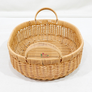 Paniers de rangement en polyrotin avec poignées, style rustique écologique, ensemble de décoration multifonction pour la maison - Product Image 5