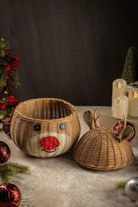 Artículos Navideños, Cestas de Almacenamiento de Ratán Natural con Forma de Reno, Cestas Tejidas a Mano, Decoraciones para el Hogar y la Sala de Estar - Product Image 4