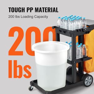 Carrello per Pulizie Professionale con 3 Ripiani e Copertura in PVC da 25 Galloni, Capacità 200 Libbre, Carrello in Plastica per Hotel - Product Image 3