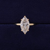 Anillo de Compromiso Solitario con Diamante Cultivado en Laboratorio, Corte Marquesa, Certificado IGI, SHIVRAM DIAMOND, Platino 950, Chapado en Platino, Lujoso