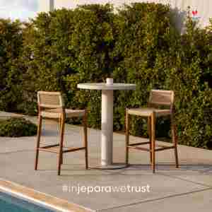 Wholesale Solid Teak <b>Wood</b> Handmade Custom Size Luxury Minimalist Strong Counter Height Bar <b>Stool</b> for Hotel Dining Outdoor Use - Product Image 6