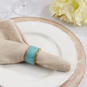 Modern Resin Napkin Ring Turquoise with Gold Edge 4.5cm Width <b>Table</b> Decoration - Product Image 3