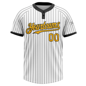 Maillot de softball personnalisé à rayures fines, deux boutons, transfert thermique, 100 % polyester respirant, manches courtes, uniforme d'équipe - Product Image 4