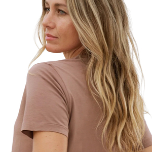 T-shirts d'été à manches courtes pour femmes, col rond, taille haute, en toile compressée, écologiques et respirants, en stock - Product Image 4