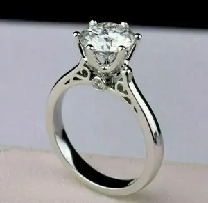 Elegant Moissanite Engagement <b>Ring</b> 925 Sterling <b>Silver</b> <b>Ring</b> Women Round Cut <b>Solitaire</b> Wedding <b>Ring</b> Minimalist Fine Jewelry - Product Image 3