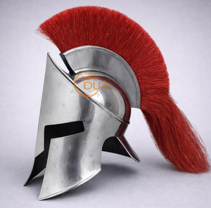 Casco de Armadura Corintia Griega Medieval con Penacho Rojo para Diseño de Caballero, Hierro Plateado Pulido, Halloween, Navidad - Product Image 3