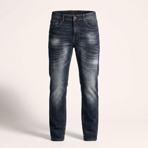 Pantalon en jean décontracté streetwear pour homme - Coupe droite taille mi-haute en mélange polyester/coton extensible, finition enzymatique, confort optimal, marque privée - Product Image 1