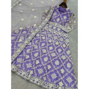 Robe Anarkali de créateur avec dupatta à imprimé floral pour les occasions de fête - Product Image 4