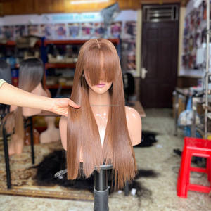 Cabello Virgen Vietnamita Más Vendido para Pelucas, Liso y Recto, Pelucas con Frente de Encaje, Estilo con Flequillo, Sin Pegamento, Alta Densidad, Nunca se Enreda - Product Image 1