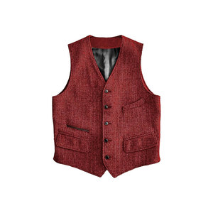 Gilet formel vert foncé pour homme, col en V, simple boutonnage, couleur unie, en polyester, pour costumes, collection printemps - Product Image 5
