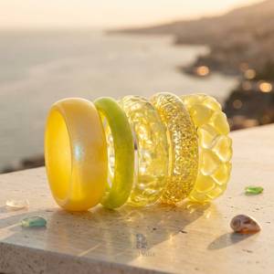 Jarrón de Resina Amarillo con Diseño de Limones, Forma Redonda, Hecho a Mano, Decoración para el Hogar, Tema de Frutas - Product Image 2