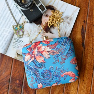 Sky Blue Floral Clutch <b>Bag</b> Stylish Evening <b>Bag</b> for Women Formal and Festive Occasions - Product Image 1