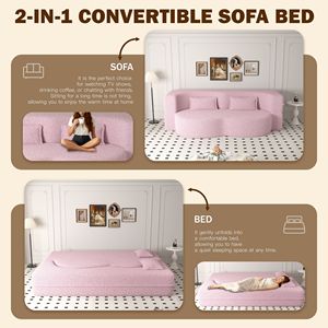 Colchón Plegable Moderno de 15 Pulgadas, Tamaño Individual, Convertible, Tapizado en Tela Tipo Teddy, Relleno de Espuma, Sofá Cama con 2 Almohadas, Sofá Elegante - Product Image 1