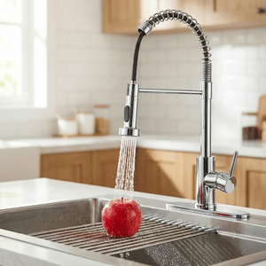 Rubinetto da cucina industriale stile rustico con doccetta estraibile, 1 maniglia, 1 o 3 fori, per lavanderia, camper, bar umido - Product Image 6