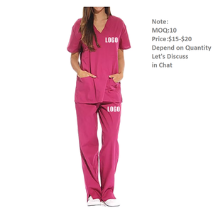 Short Sleeve Breathable Scrub <b>Sets</b> for Nurse <b>Doctor</b> Pure Color Plus Size Soft Fabric Unisex Hospital Work Clothes - Product Image 1