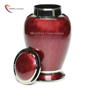 <b>Red</b> Metal Aluminium Adult Funeral Cremation Urns for Human Ashes Handcrafted Luxury Style Memorial Decorative Urns Manufacturer - Product Image 5