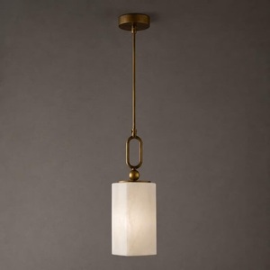 Pair Of Alabaster Hanging Light, Modern Brass Pendant, Natural Stone Ceiling Fixture, Mid Century Pendant Lamp, Luxury Home - Product Image 1